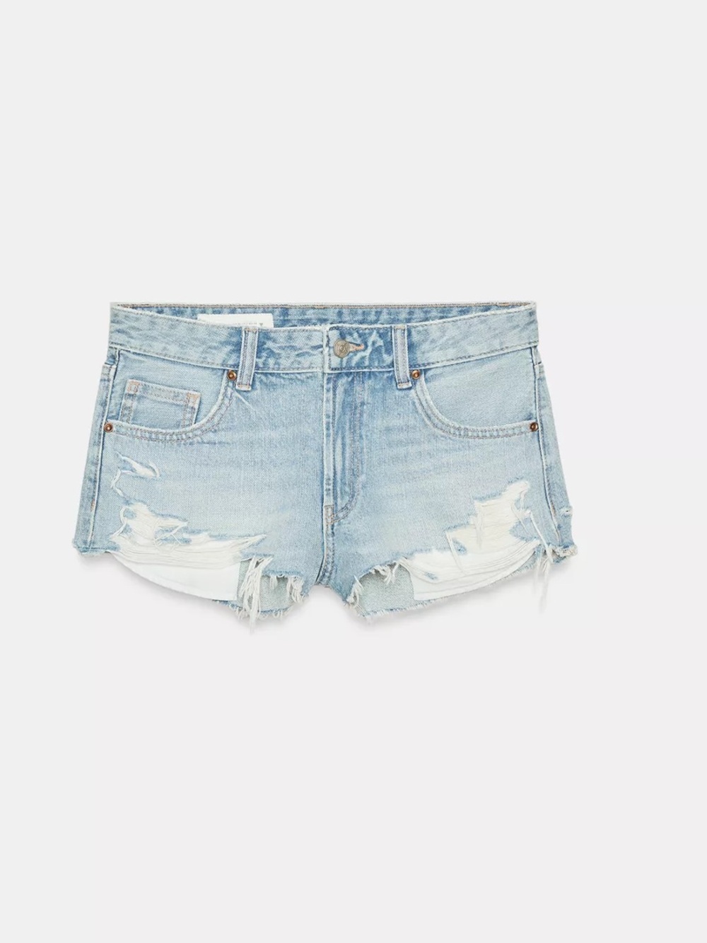 ZARA Ripped Denim Mid-Rise Cropped Shorts - 8